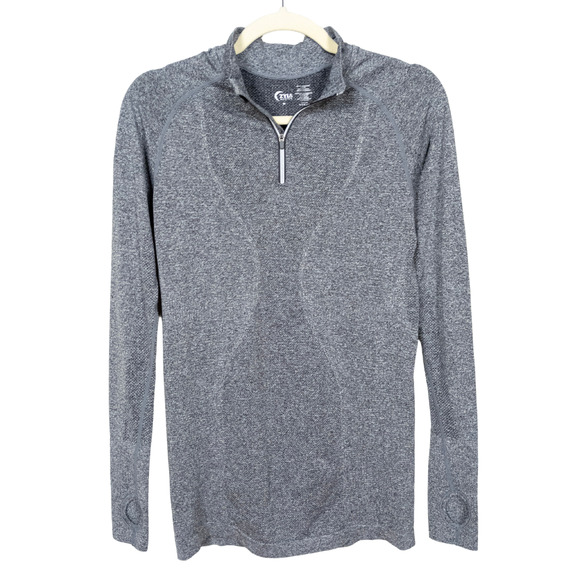 ZYIA Active Heather Grey Fog Performance 1/4 Zip Long Sleeve Top Women's Medium - Picture 2 of 4
